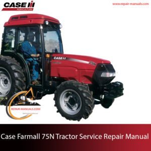 Service repair manual cover for Case Farmall 75N Tractor, featuring detailed diagrams and maintenance instructions