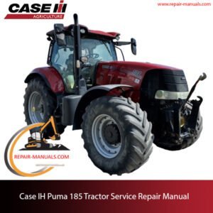 Service manual cover for Case Puma 185 tractor, featuring technical specifications and maintenance guidelines