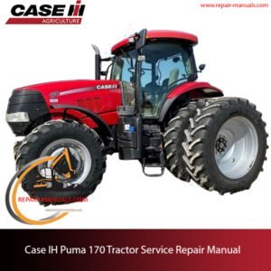 Service manual cover for Case Puma 170 tractor, featuring technical specifications and maintenance guidelines
