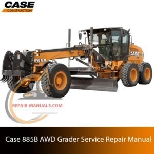 Service repair manual cover for Case 865B AWD Motor Grader, featuring technical illustrations, detailed repair and maintenance instructions