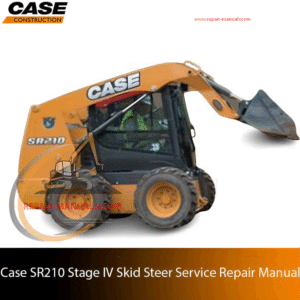 Service repair manual cover for case sr210 skid steer, featuring technical illustrations, detailed repair and maintenance instructions