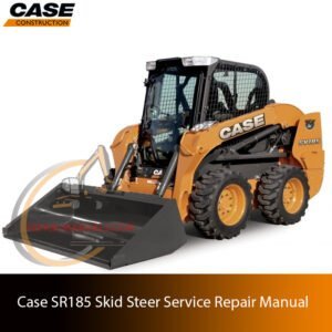 Service repair manual cover for Case SV185 Skid Steer, featuring technical illustrations, detailed repair and maintenance instructions