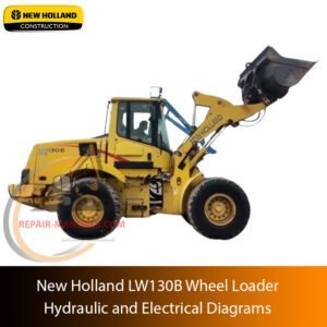 Hydraulic and electrical diagrams for the New Holland LW130B wheel loader, detailing system components and connections