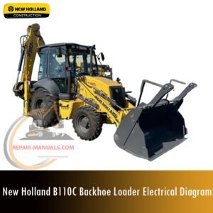 Detailed electrical diagrams for the New Holland B110C Backhoe Loader, illustrating wiring and system connections